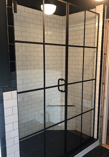 Grid in a glass shower enclosure